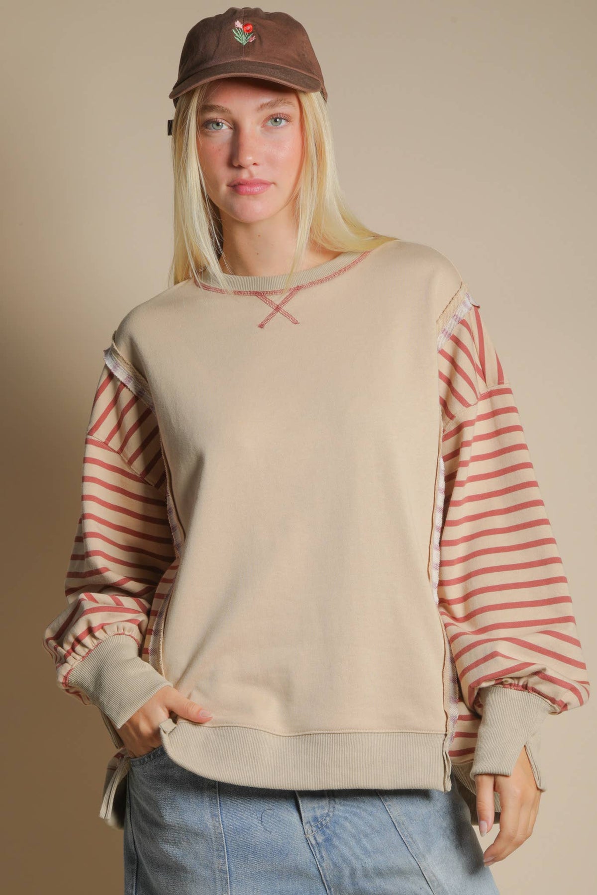 VJ Oversized Striped Top