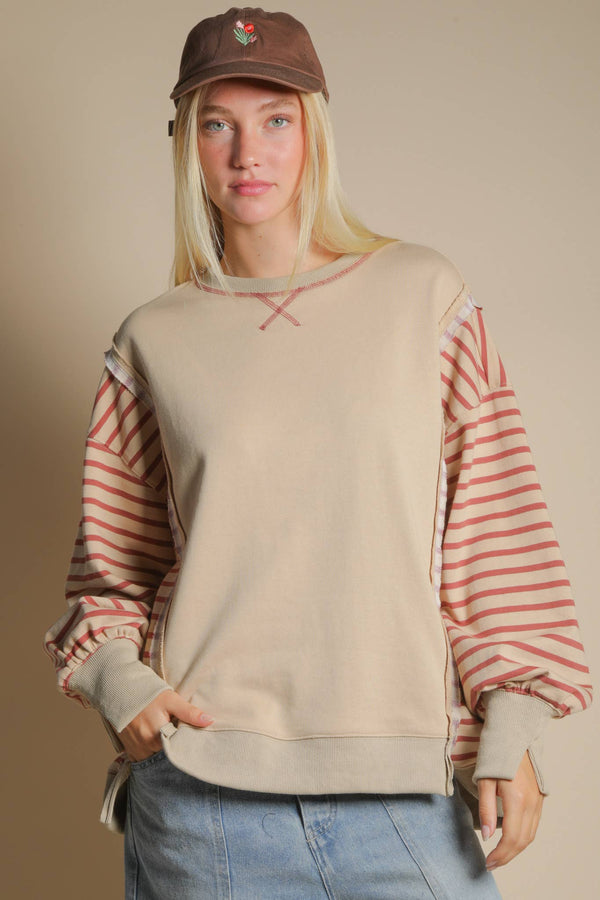 VJ Oversized Striped Top