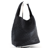 Woven Hobo Bag w/Cosmetic Pouch Brown