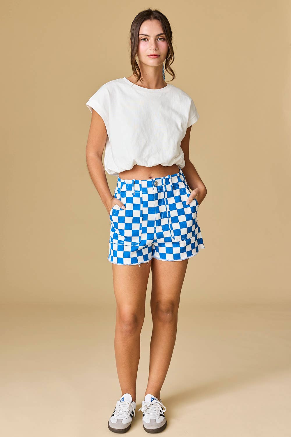 Orange checkerboard shorts