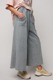 WASHED TEAL WIDE LEG PANTS