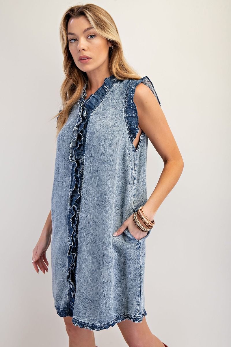 ES Ruffle Denim Dress