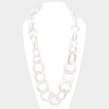 Bold Celluloid Acetate Link Long Necklace: Multi
