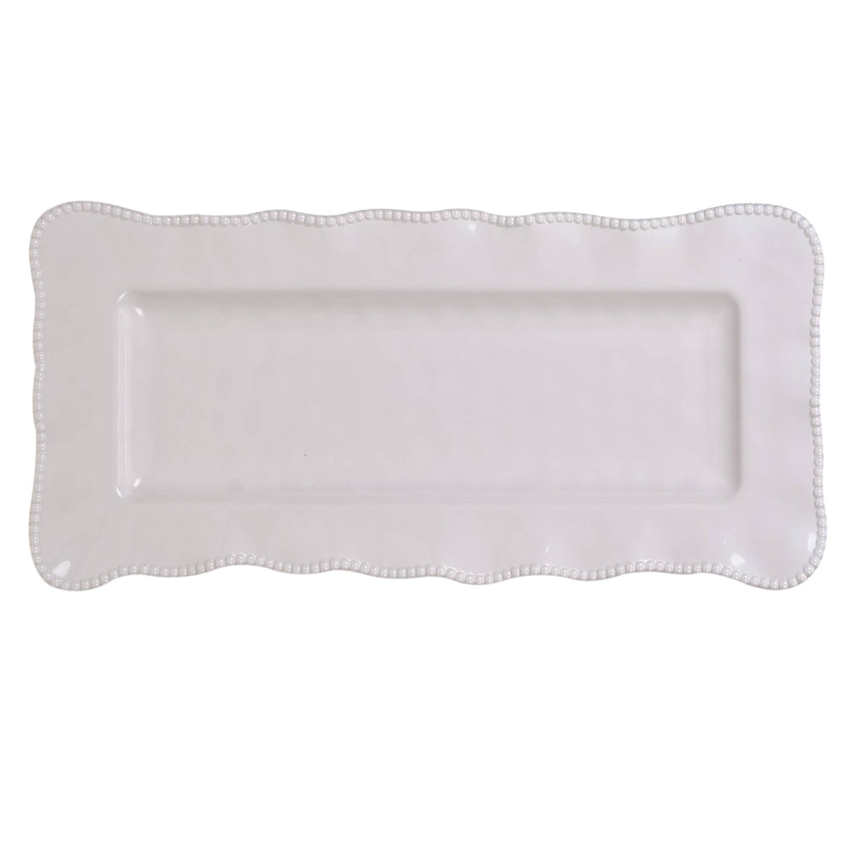 Perlette Cream Melamine Rectangular Platter 19 in  x 9 in