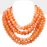 Chunky Acrylic Bead Layered Faux Leather Magnetic Necklace: TQ