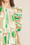 Green brown block dress