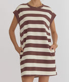 ET Brown Striped Mini Dress