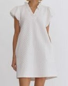ET Textured White Dress