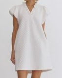 ET Textured White Dress