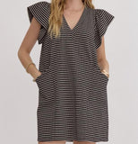 ET Black Striped Textured dress