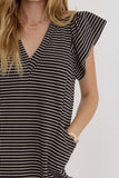 ET Black Striped Textured dress