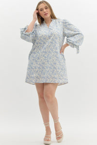 ET Curvy Blue Floral Dress