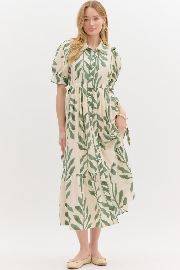 ET Olive Botanical Dress