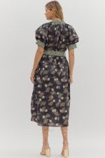 ET Navy & green floral dress