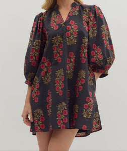 Black Floral Mini Dress