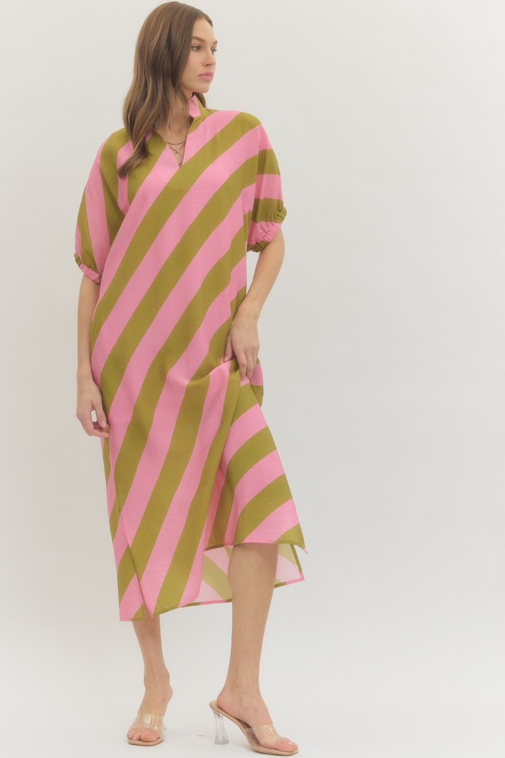 Kiwi/ Pink Maxi Dress