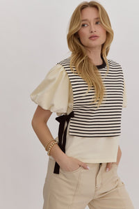 ET Cream Twofer striped Top