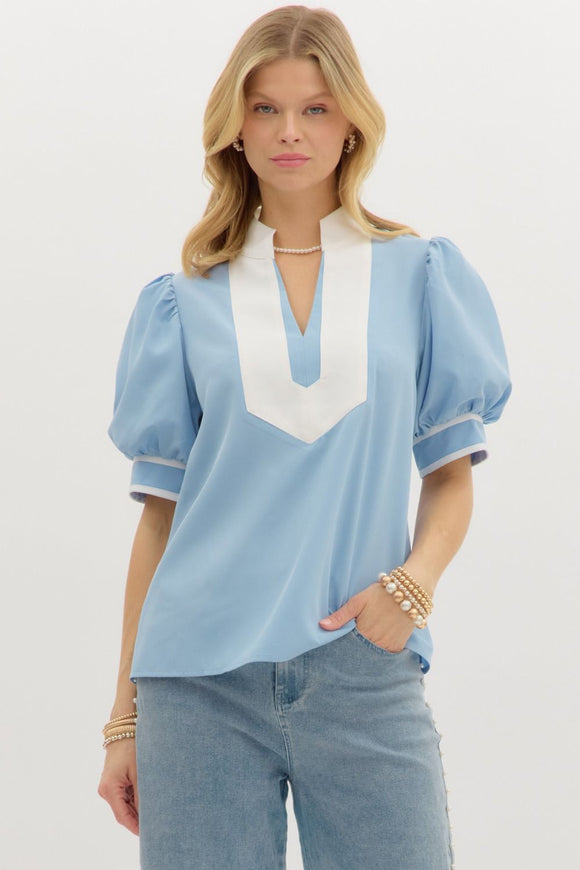 ET Blue/White Cuff Band Top