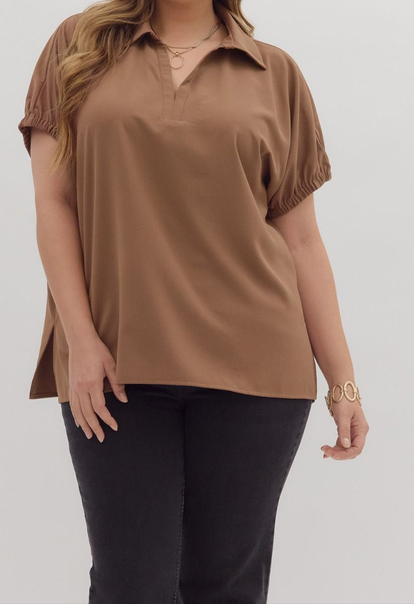 ET Mocha Collar top