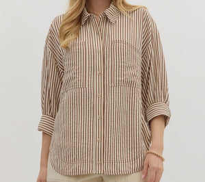 ET Brown Striped 3/4 Top