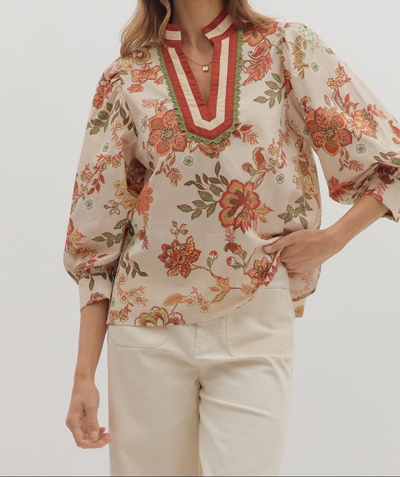 ET Floral Ecru Blouse
