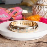 Gold-Tone Eternity Stretch Bangle –Wide - Pearls