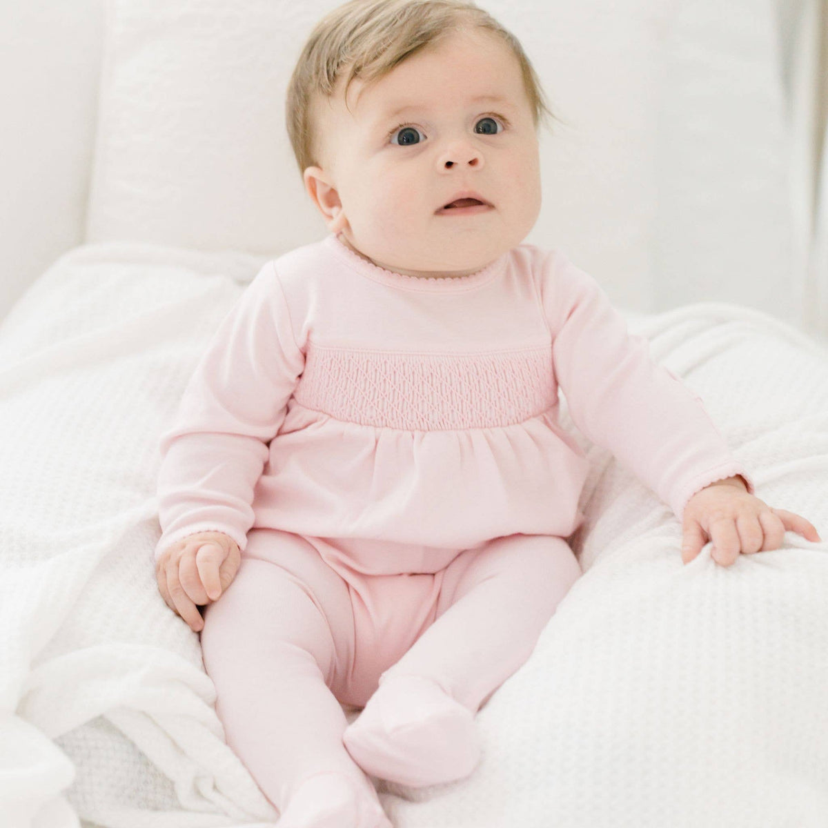 Pink Smocked Footie Newborn
