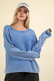 Washed OS Sweater Pullover Top