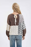 COLORBLOCK CHEVRON CABLE SWEATER