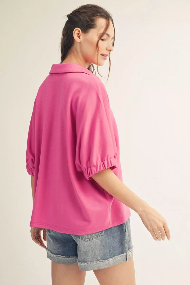 JF Hot Pink Collar Top