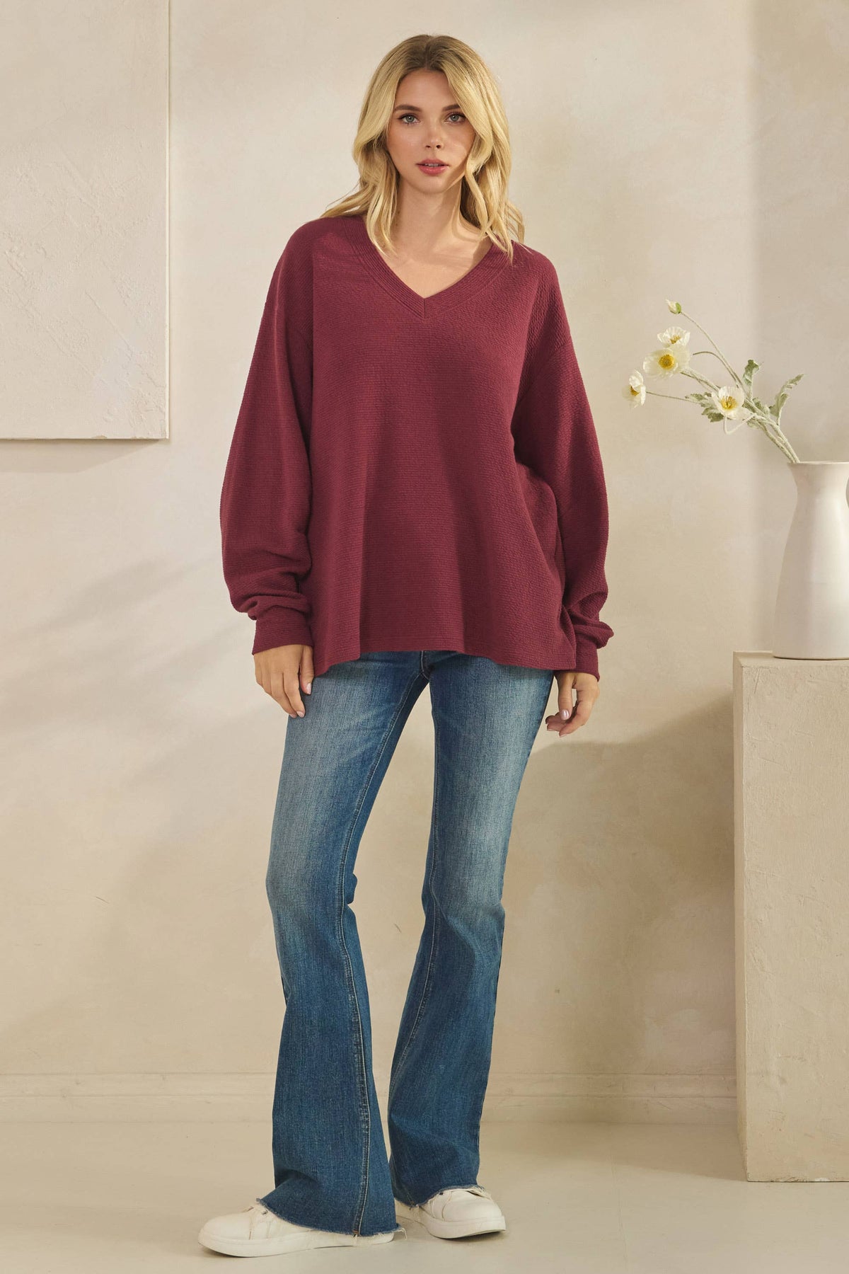 V-NECK PREPPY CLOUDY wine