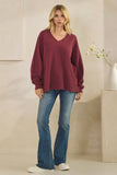 V-NECK PREPPY CLOUDY wine
