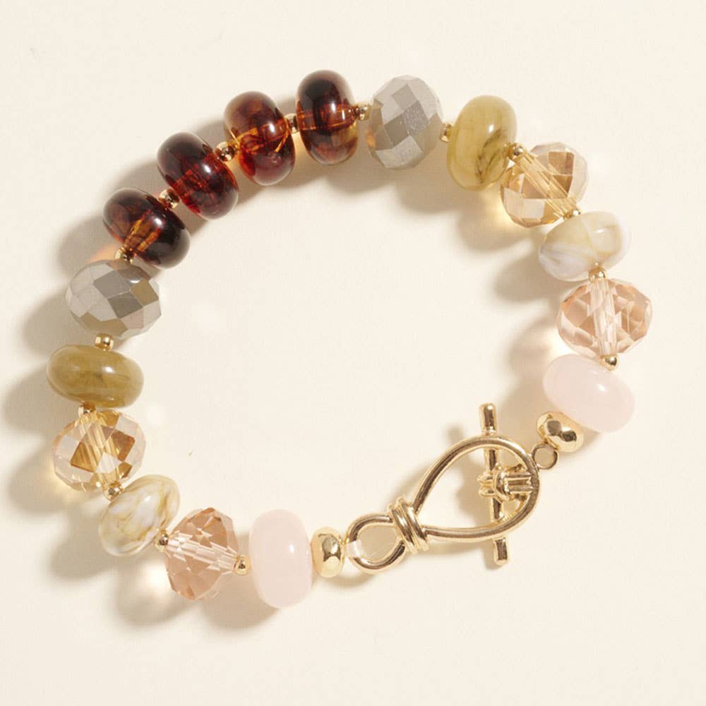 Ombre Chunky Multi Beads Stretch Bracelet: Multi