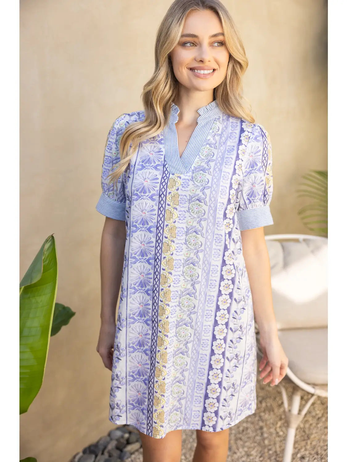 VOY Blue Embroidery Dress
