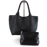 Woven Tote Bag w/Cosmetic Pouch Pewter