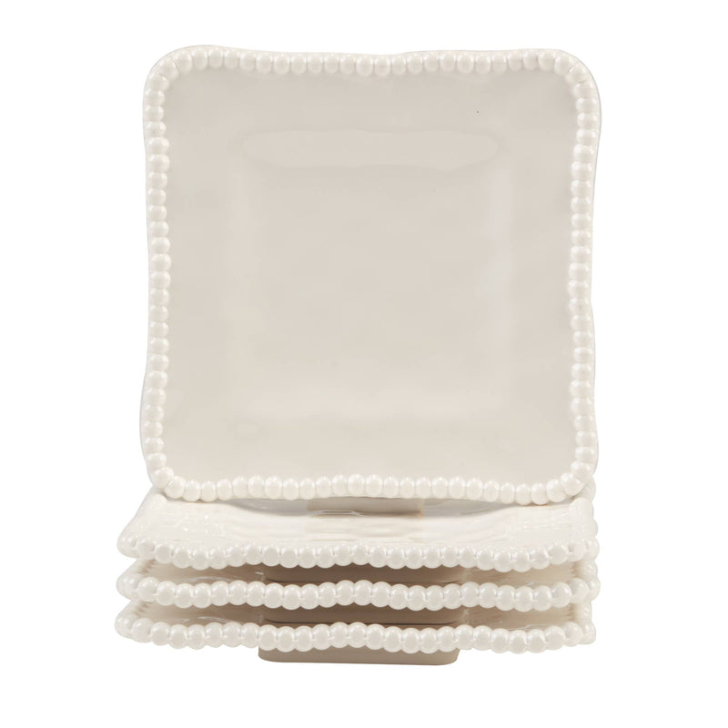 Perlette Gift Cream Melamine Set of 4 SquareCanape Plates