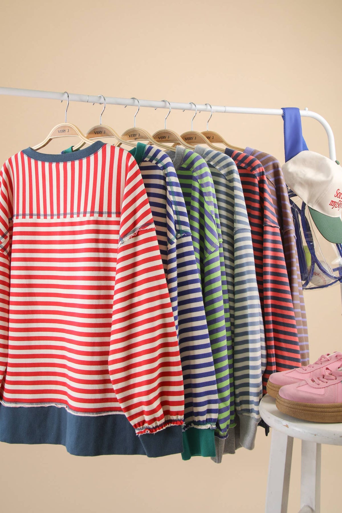 Stripe Comfy Casual OS Knit Top