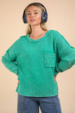 Washed OS Sweater Pullover Top