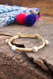 Jeweled Golden Bangle with semi precious stone dots: Turquoise - Shiny Gold
