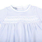 Stripes Smocked Gown Blue