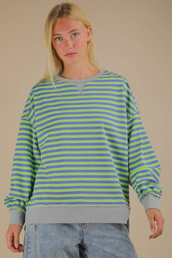 Stripe Oversized Top GREEN/BLUE
