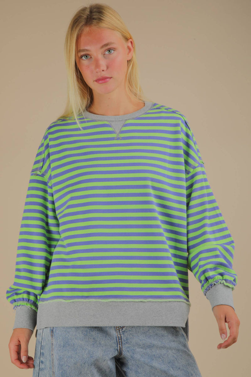 Stripe Oversized Top GREEN/BLUE