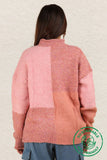 OS Color Block Cozy Knit Sweater