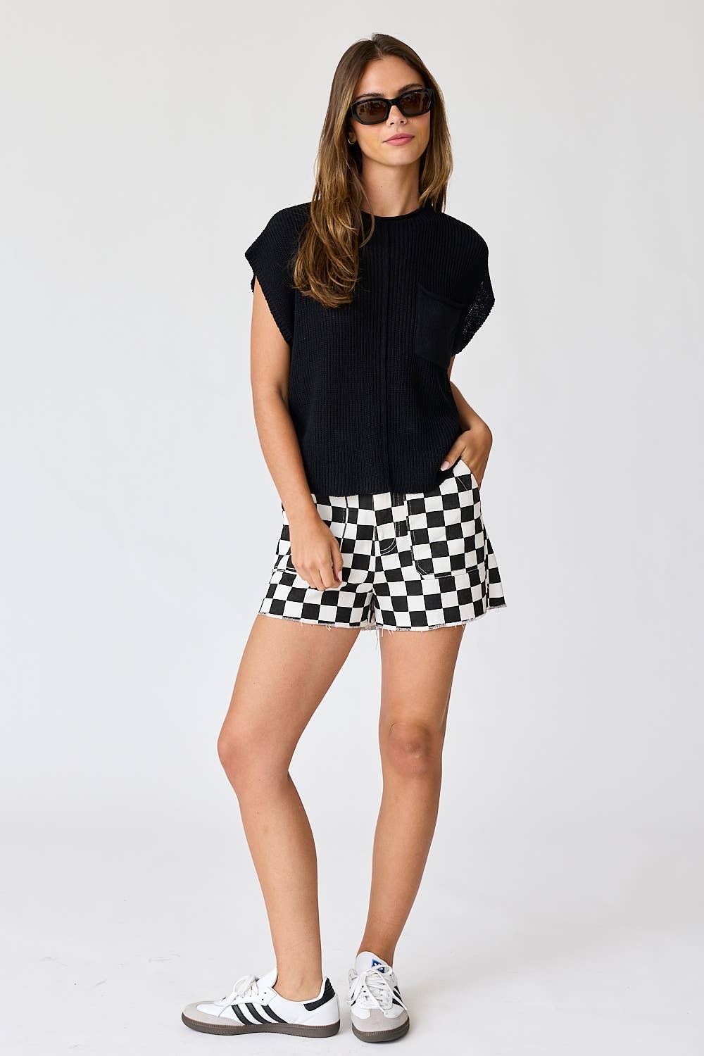 Orange checkerboard shorts