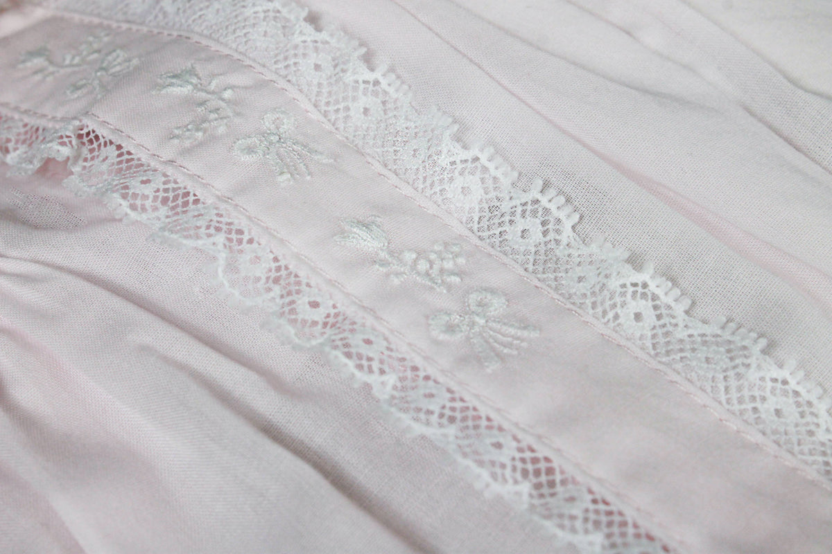 Heirloom Lace Hand Embroidered Bag: Newborn / Pink