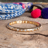 Gold-Tone Eternity Stretch Bangle –Wide - Pearls