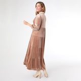 Romance Imagined Velour Dress: Apricot Buff / S/M