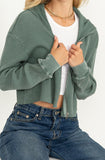 Gray Green Cropped Hoodie