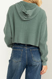 Gray Green Cropped Hoodie