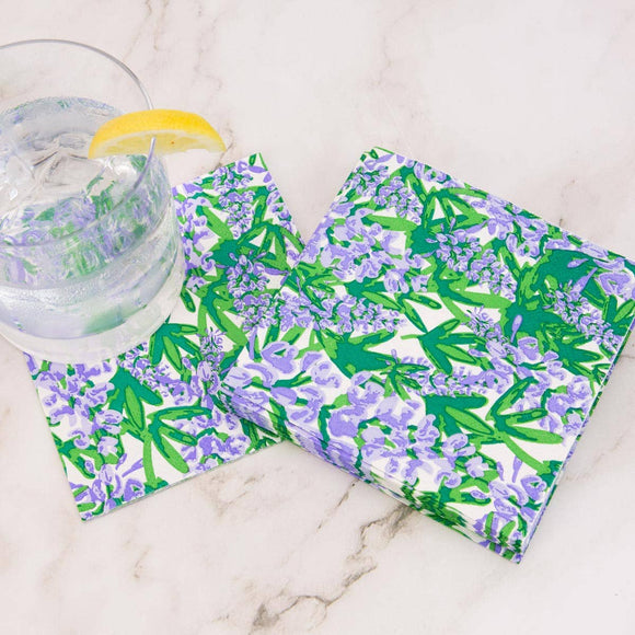 Blue Bonnet Cocktail Napkins    Blue/Green/Purple   5